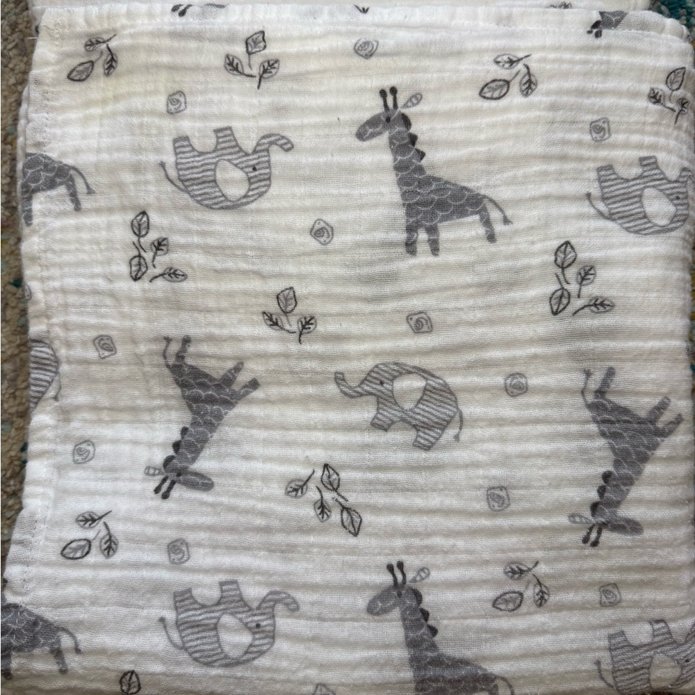 Kids Animal Print Muslin Swaddle Blankets - Picture 2 of 4